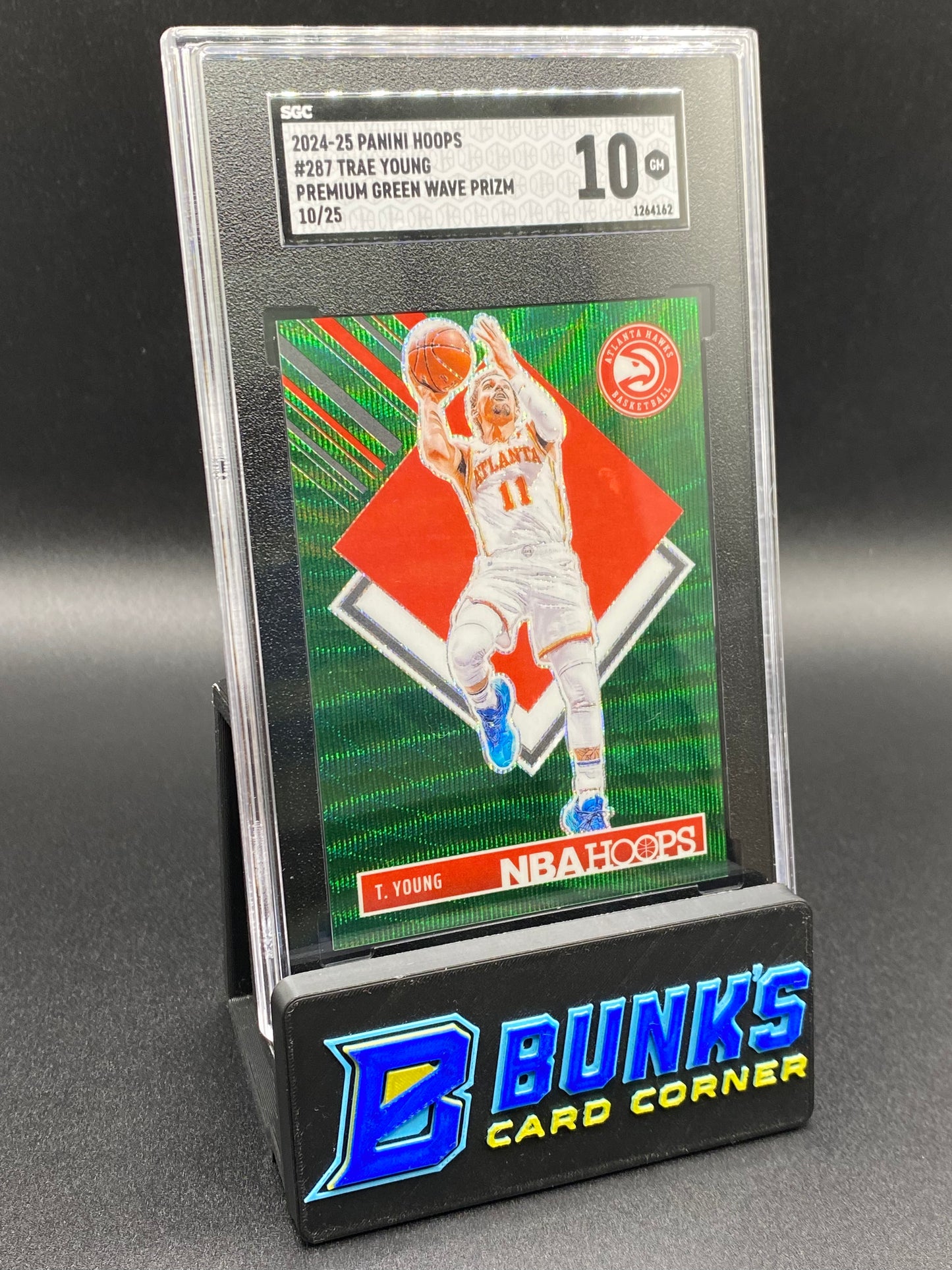 2024-25 Trae Young Premium Green Wave Prizm 10/25 SGC 10
