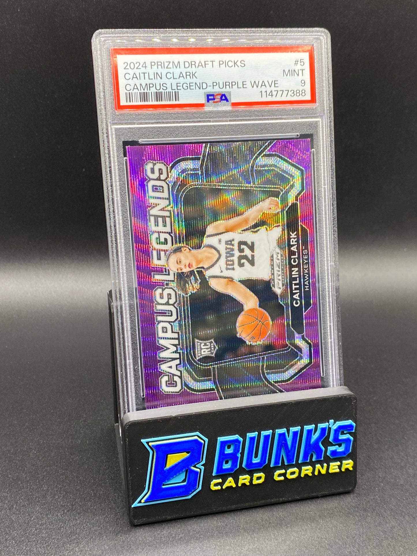 2024 Caitlin Clark Campus Legend Purple Wave PSA 9