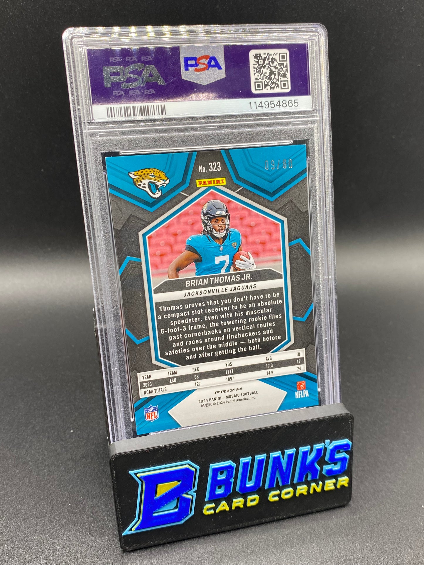 2024 Brian Thomas Jr. Fusion Red & Yellow Choice 9/80 PSA 9