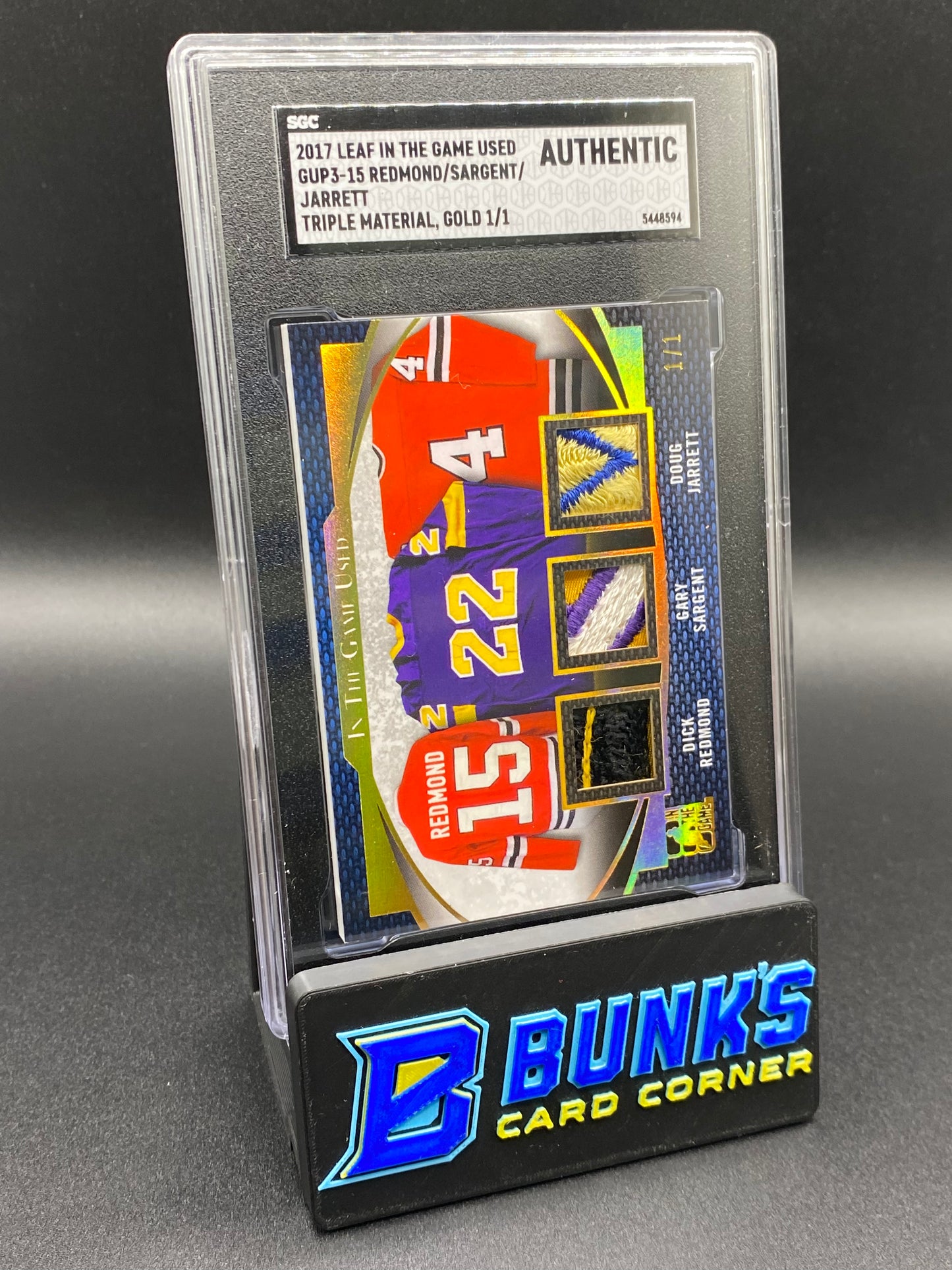 2017 Redmond/Sargent/Jarrett Triple Material Gold 1/1 SGC Authentic