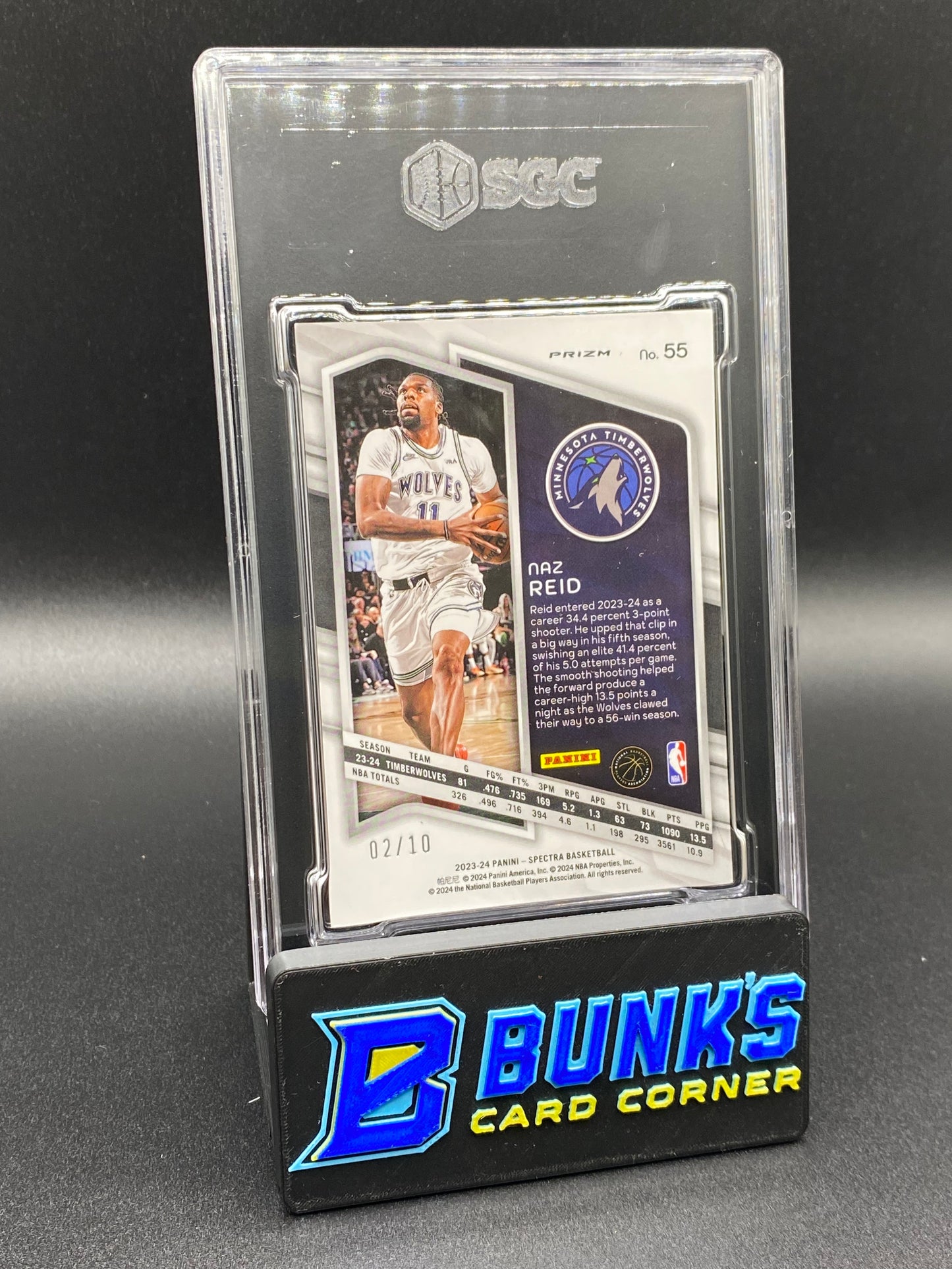 2023-24 Naz Reid Gold Prizm 2/10 SGC 8