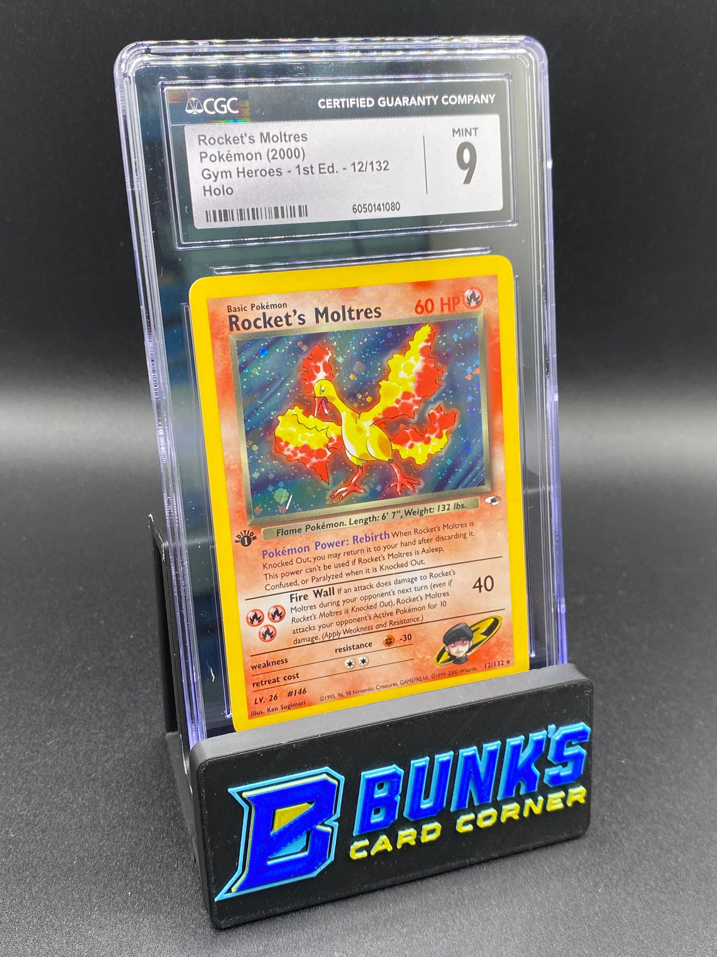 Rocket's Moltres Gym Heroes 1st Edtion Holo CGC 9