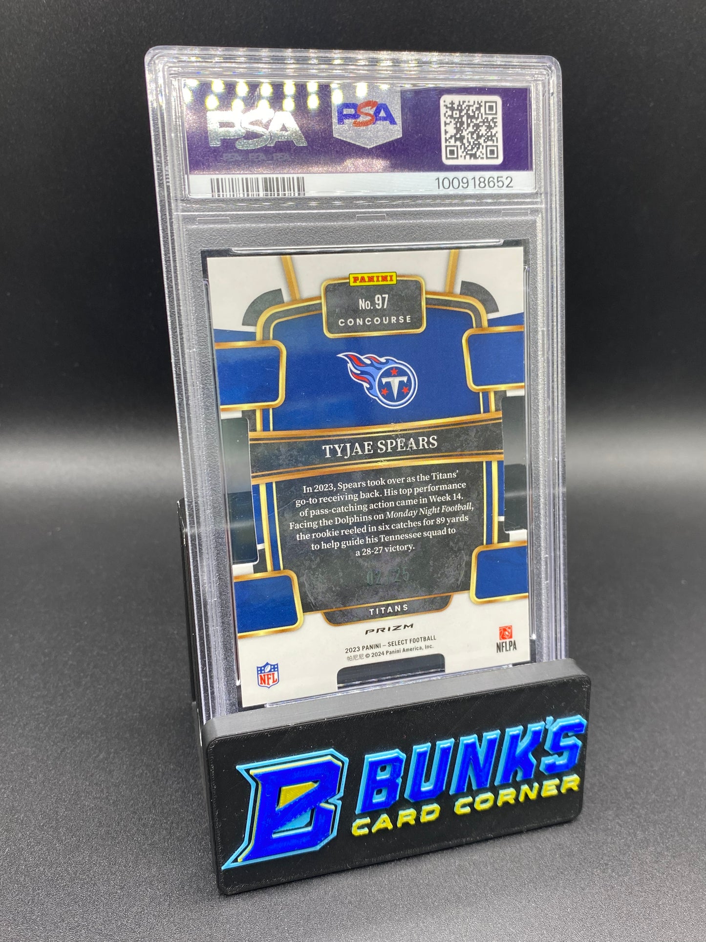 2023 Tyjae Spears Die-Cut Tie-Dye Prizm PSA 10 2/25