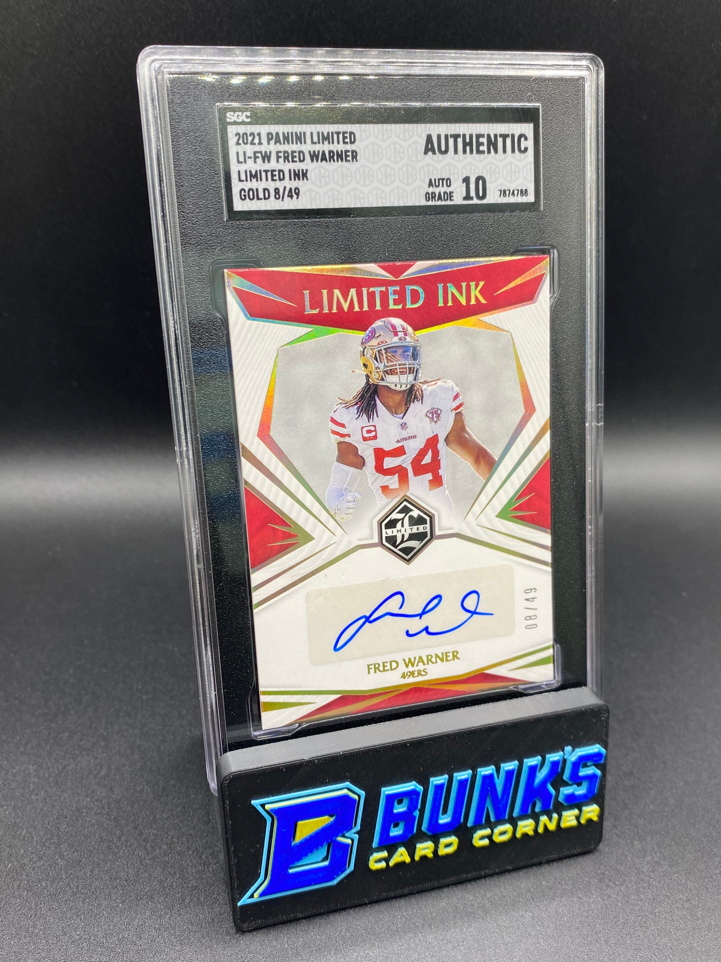 2021 Fred Warner Limited Ink Gold 8/49 SGC Auto 10