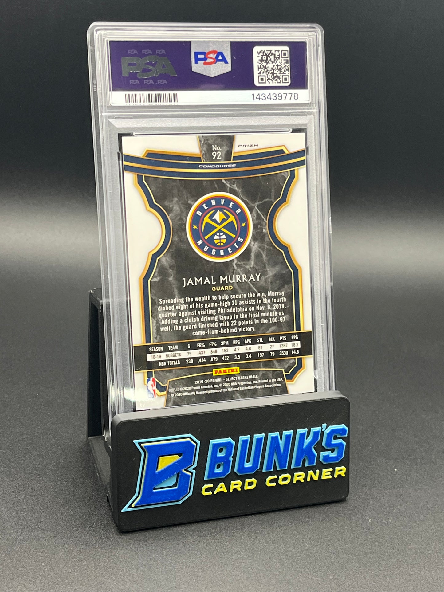 2019 Jamal Murray Zebra Prizm Select PSA 10