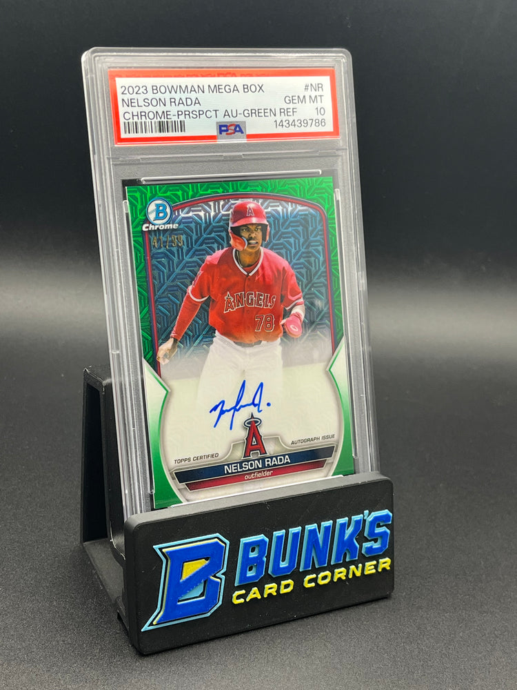 2023 Nelson Rada Chrome Prospect AU Green Ref Mega Box PSA 10 41/99