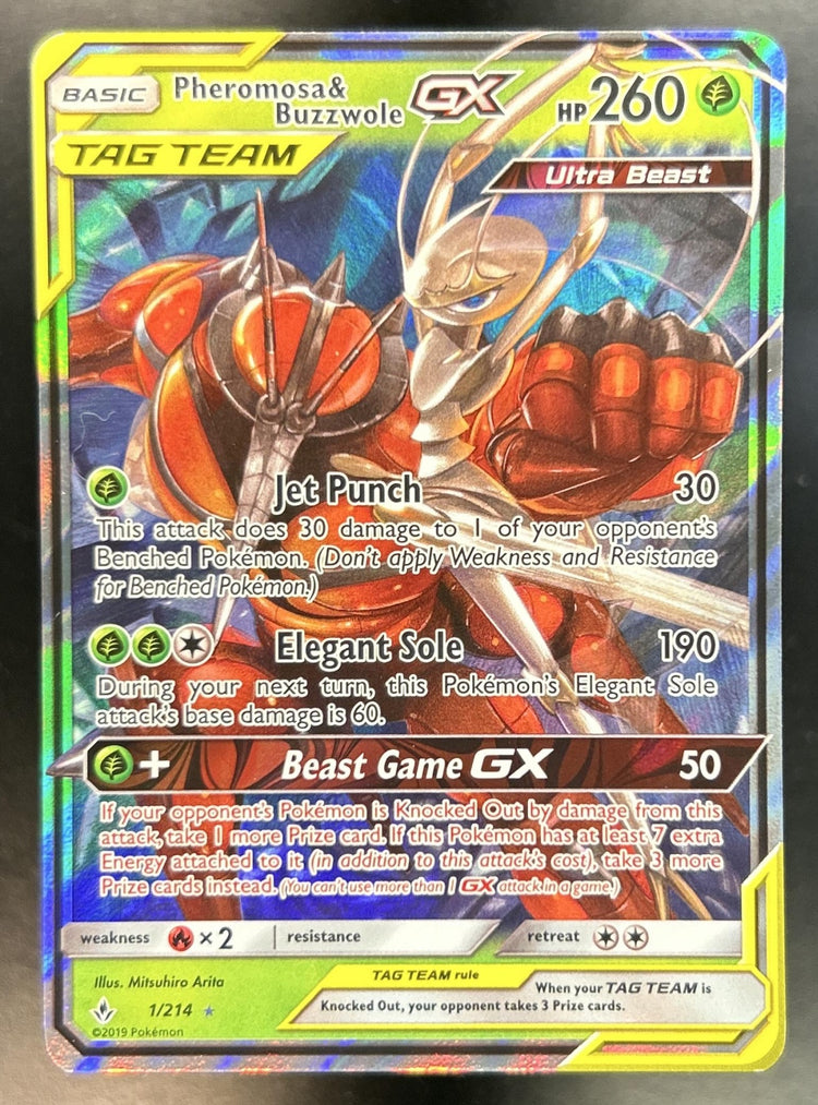 Pheromosa & Buzzwole Tag Team Sun Moon Unbroken Bonds #1/214 Holo LP