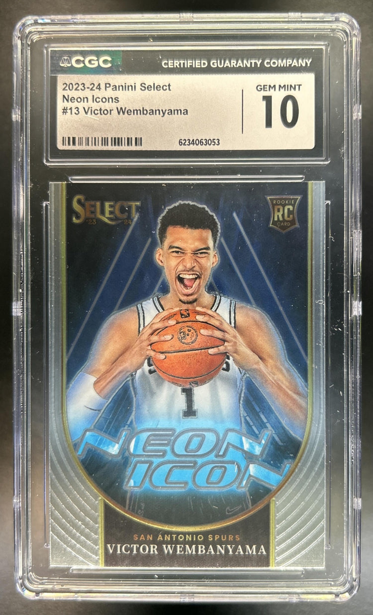 Victor Wembanyama 2023-24 Panini Select #13 Neon Icon RC Spurs CGC 10