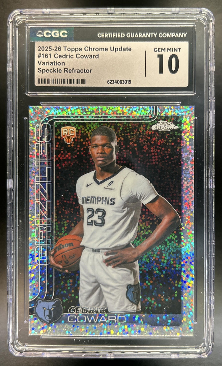 Cedric Coward 2025-26 Topps Chrome Update #161 Image Variation Speckle Refractor RC Grizzlies CGC 10