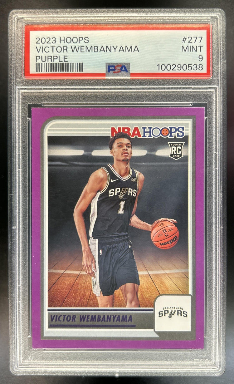 Victor Wembanyama 2023-24 Panini Hoops #277 Purple RC Spurs PSA 9
