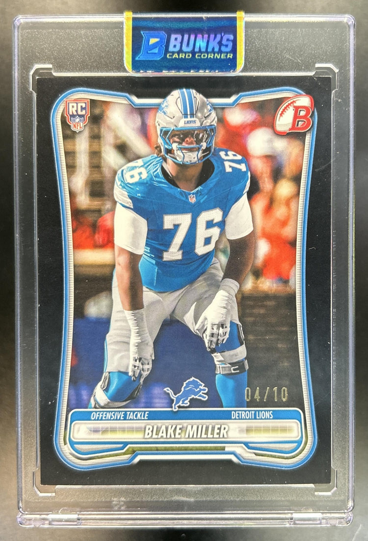 Blake Miller 2026 Bowman #149 NFL Black 4/10 RC Lions