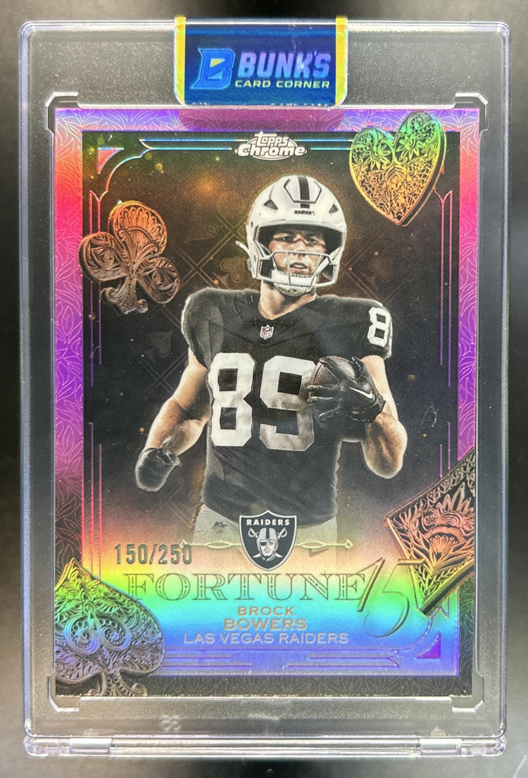 Brock Bowers 2025 Topps Chrome #F15-8 Fortune 15 Pink Refractor 150/250 Raiders