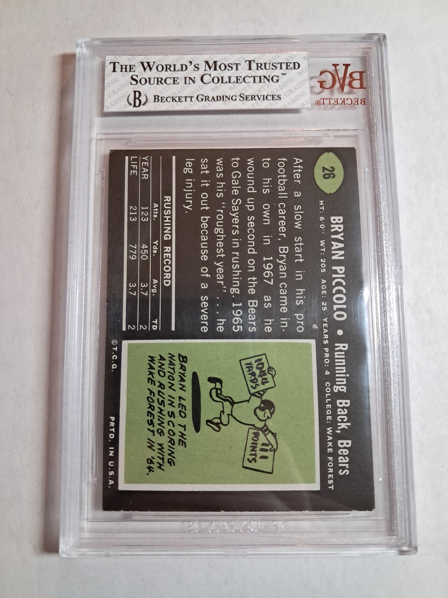 1969 TOPPS Brian Piccolo Beckett 6 (Box B61)