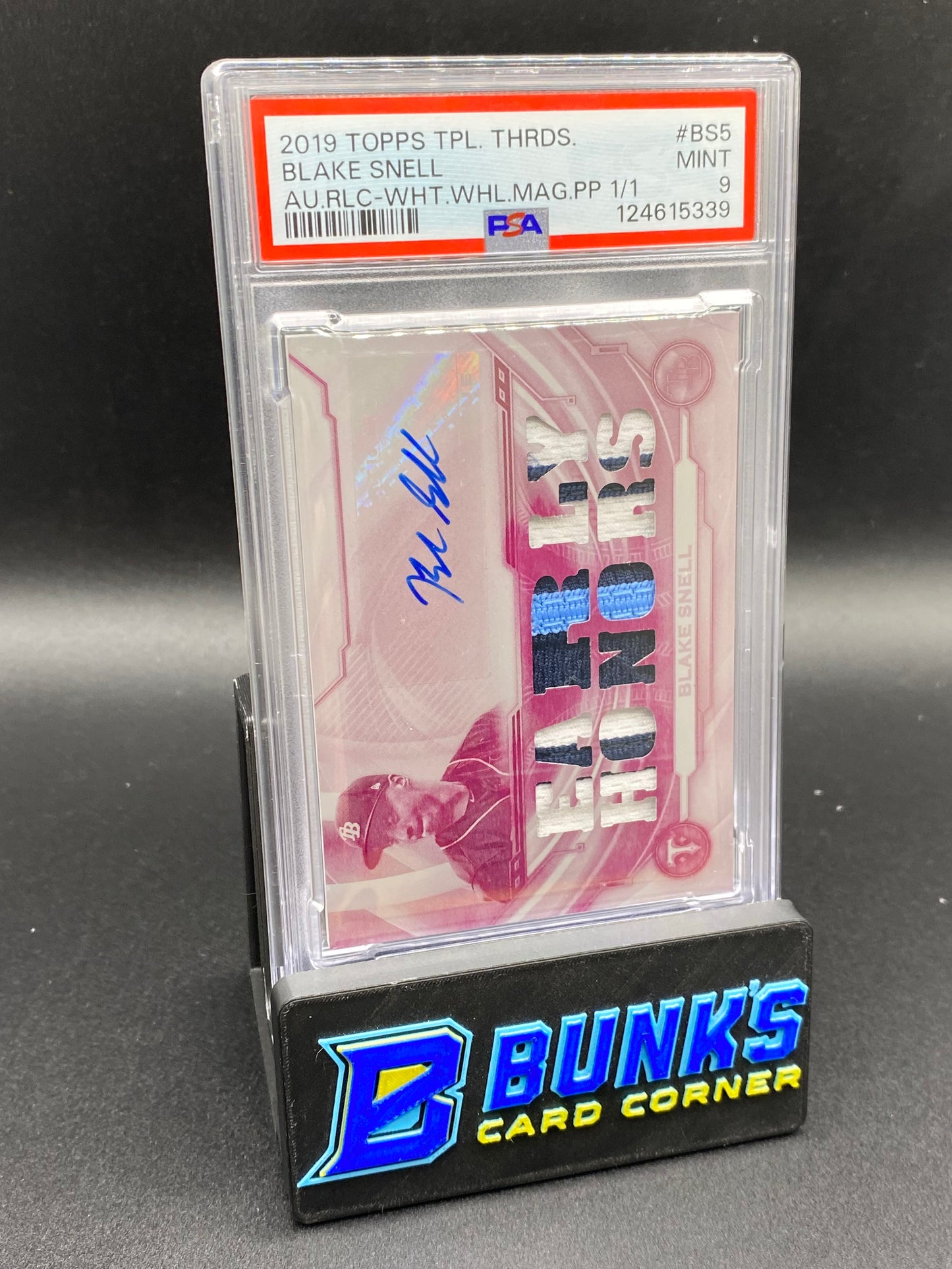 2019 Blake Snell 1/1 Auto Patch PSA 9