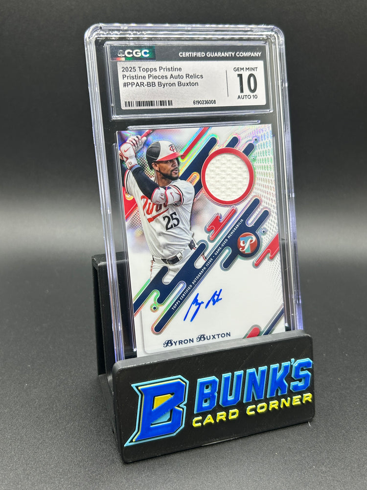 2025 Byron Buxton Topps Pristine Pieces Auto Relics On-Card Auto CGC 10