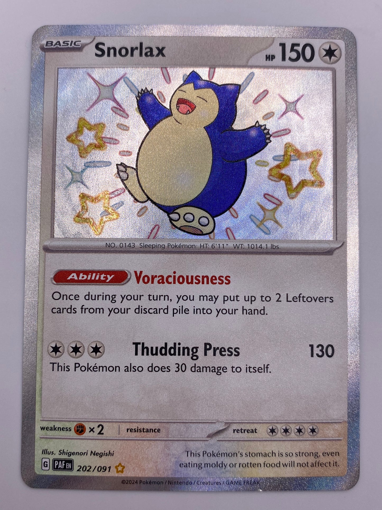 Snorlax Baby Shiny Padean Fates NM