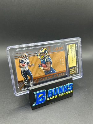 2016 Marshall Faulk/Todd Gurley II Panini Clear Vision Clear Heirs Bronze 63/79 CGC Pristine 10