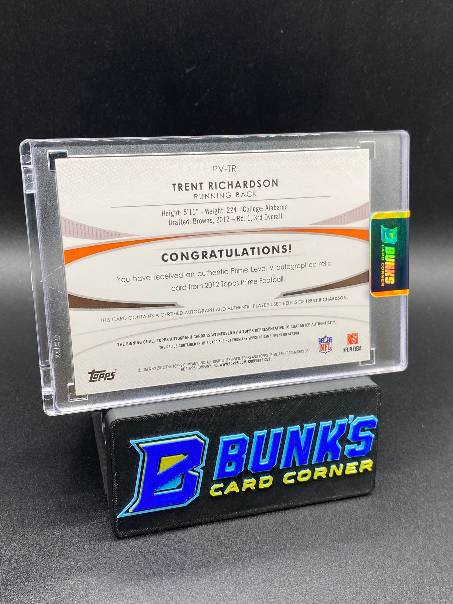 Trent Richardson Topps Prime Patches 190/250 Auto