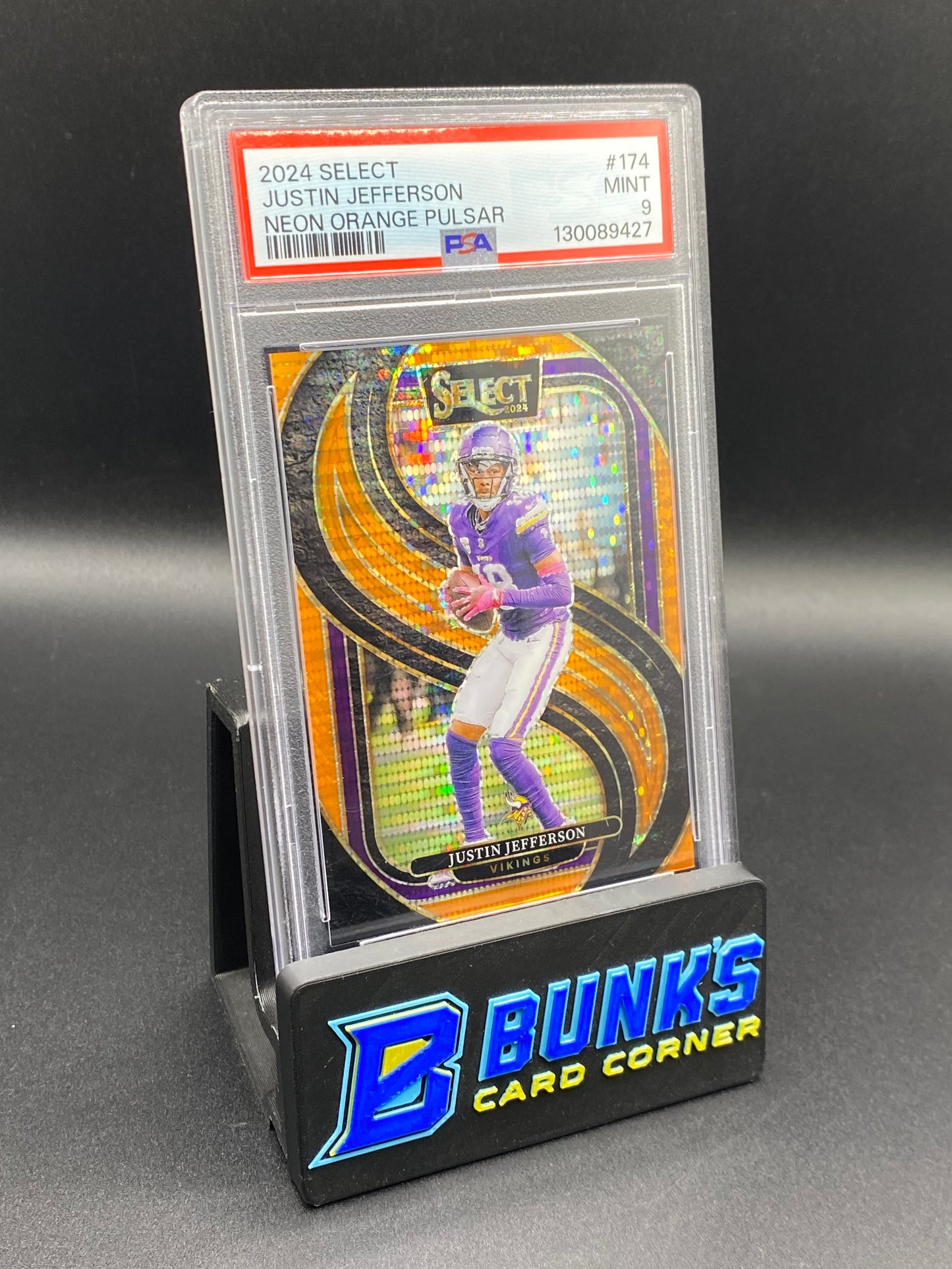 2024 Justin Jefferson Neon Orange Pulsar PSA 9 3/7 POP 1