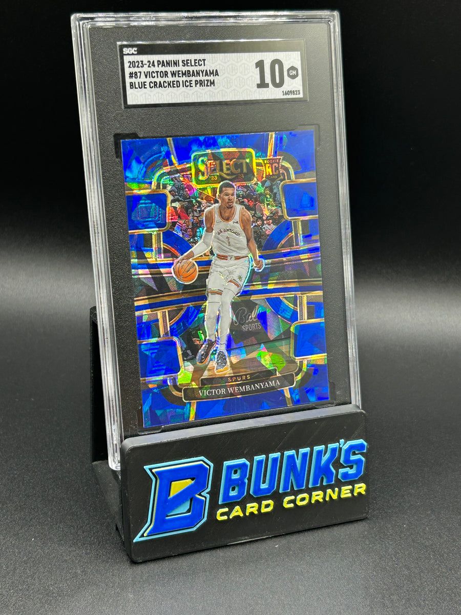 2023-24 Victor Wembanyama Panini Select Blue Cracked Ice Prizm Rc SGC 10