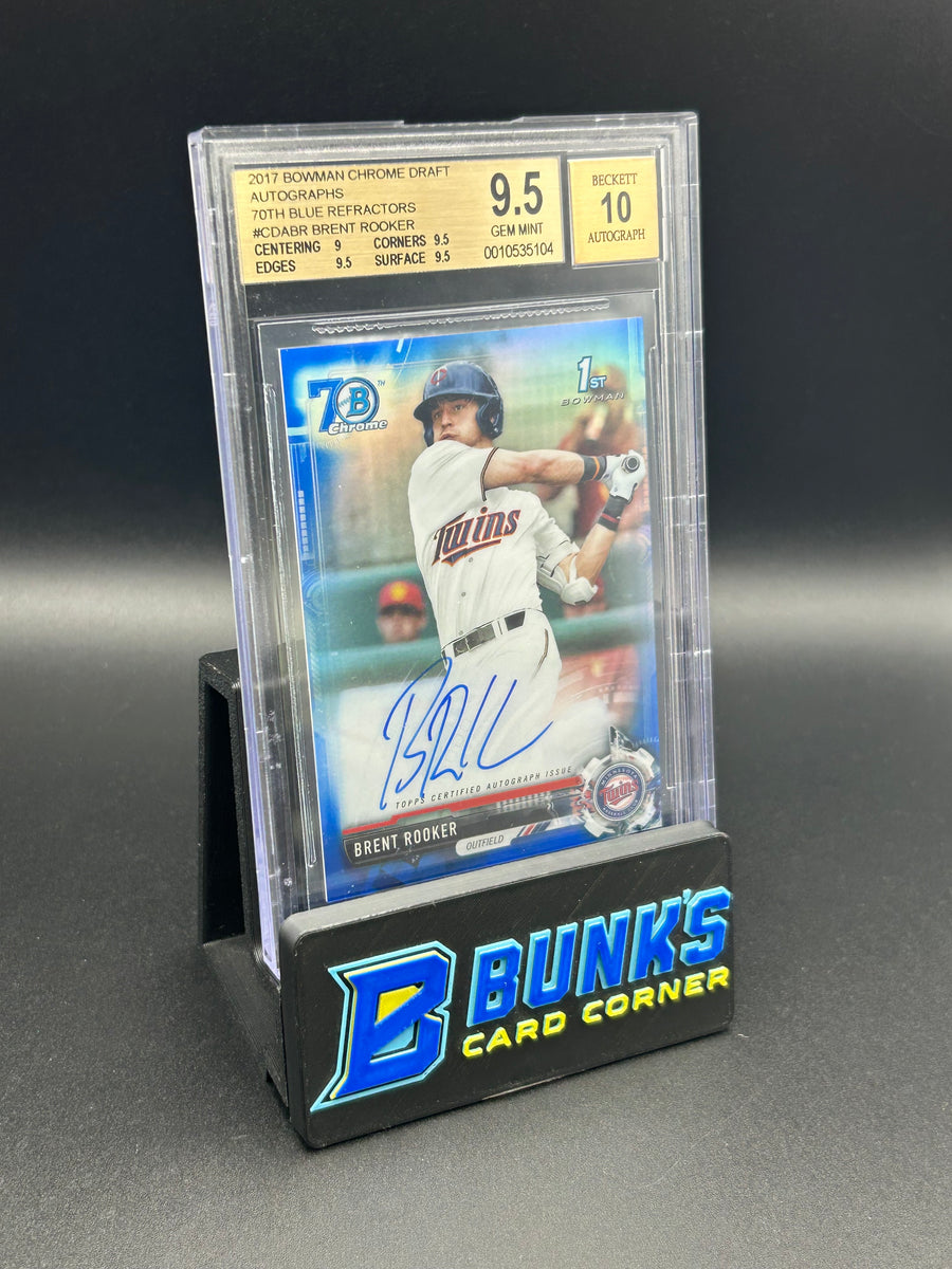 2017 Brent Rooker Bowman Chrome Draft 70th Blue Ref. Auto 11/70 Beckett 9.5/10