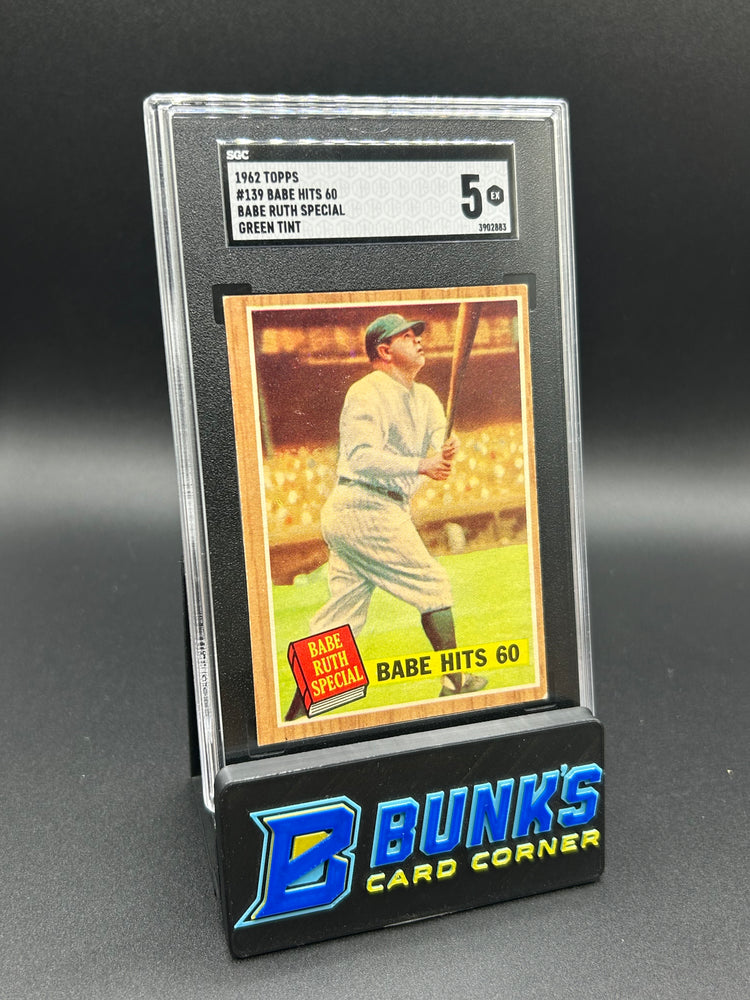 1962 Babe Ruth Special Topps Green Tint Babe Hits 60 #139 SGC 5