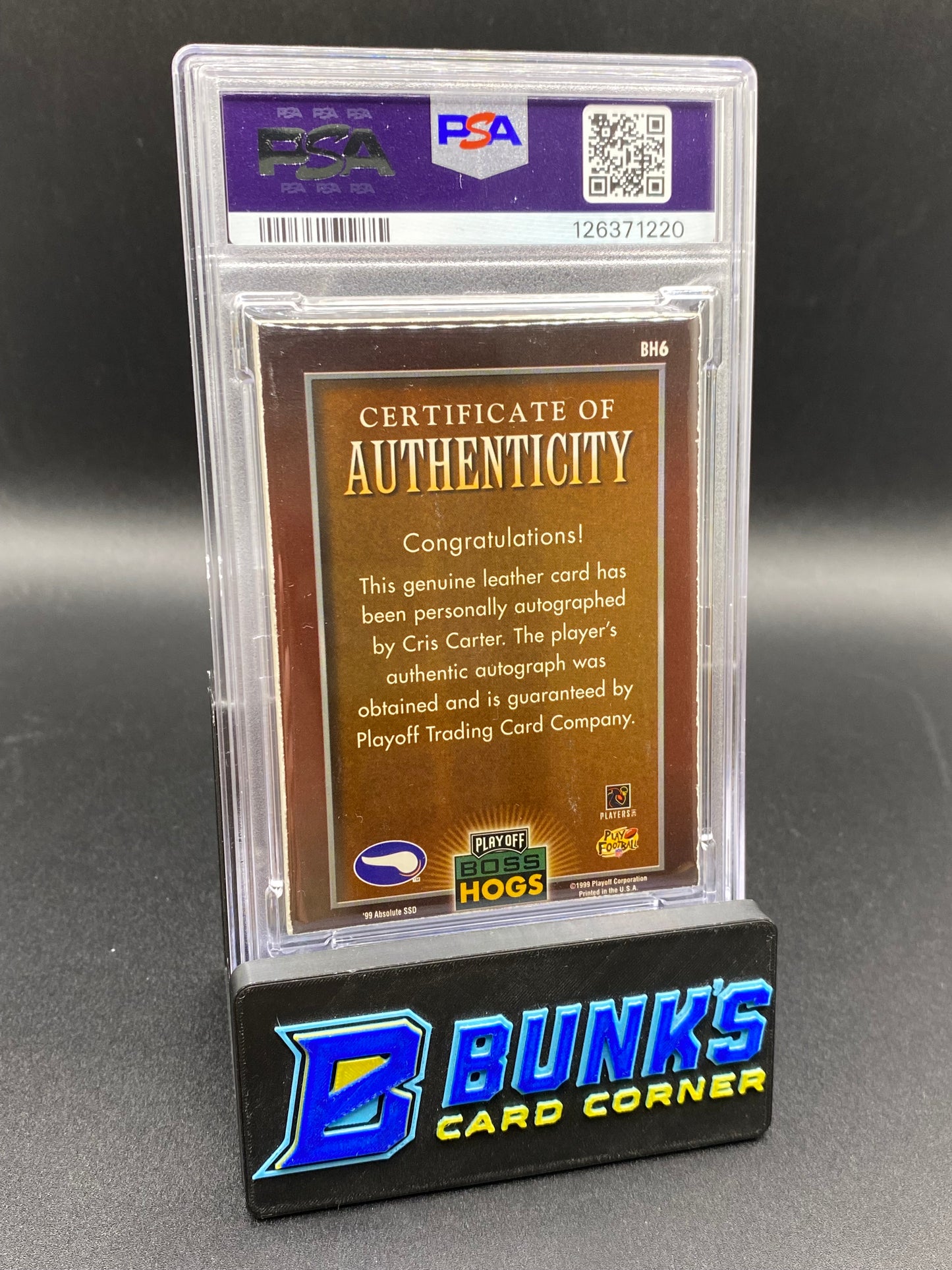 1999 Cris Carter Boss Hogs Auto PSA Auto 8