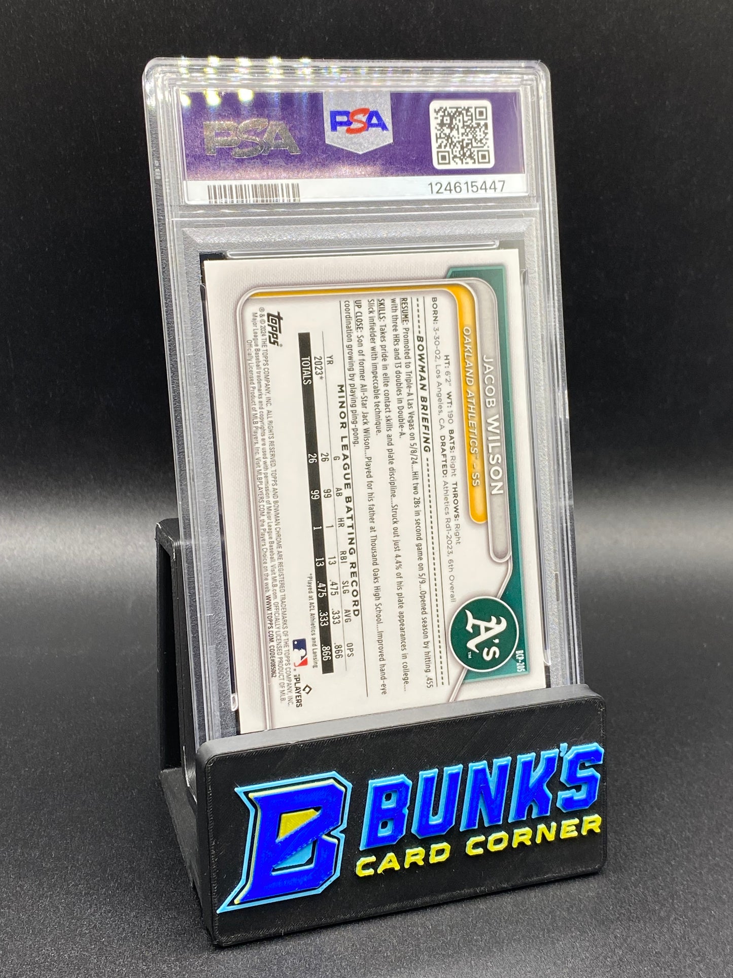 2024 Jacob Wilson Prospects Yellow 57/75 PSA 10