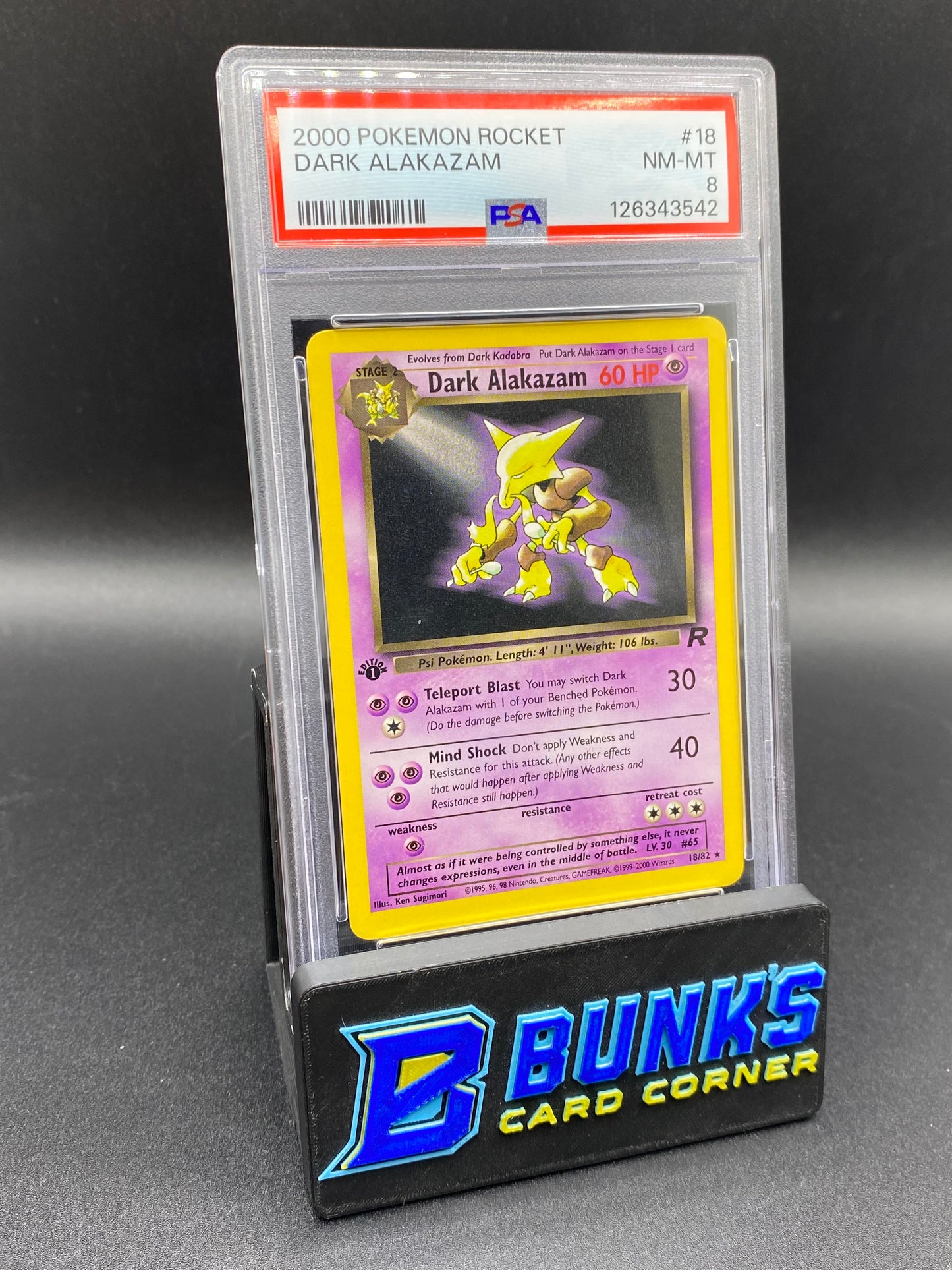 Dark Alakazam Rocket PSA 8