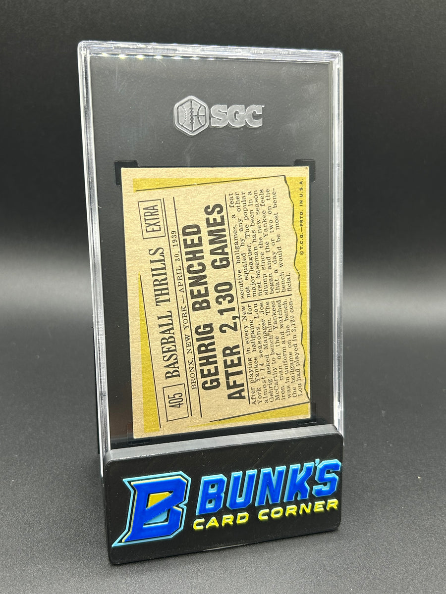 1961 Lou Gehrig Benched Topps Baseball Thrills #405 SGC 5.5