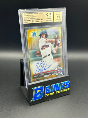 2017 Brent Rooker Bowman Chrome Draft Gold Ref. Auto 44/50 Beckett 9.5/10