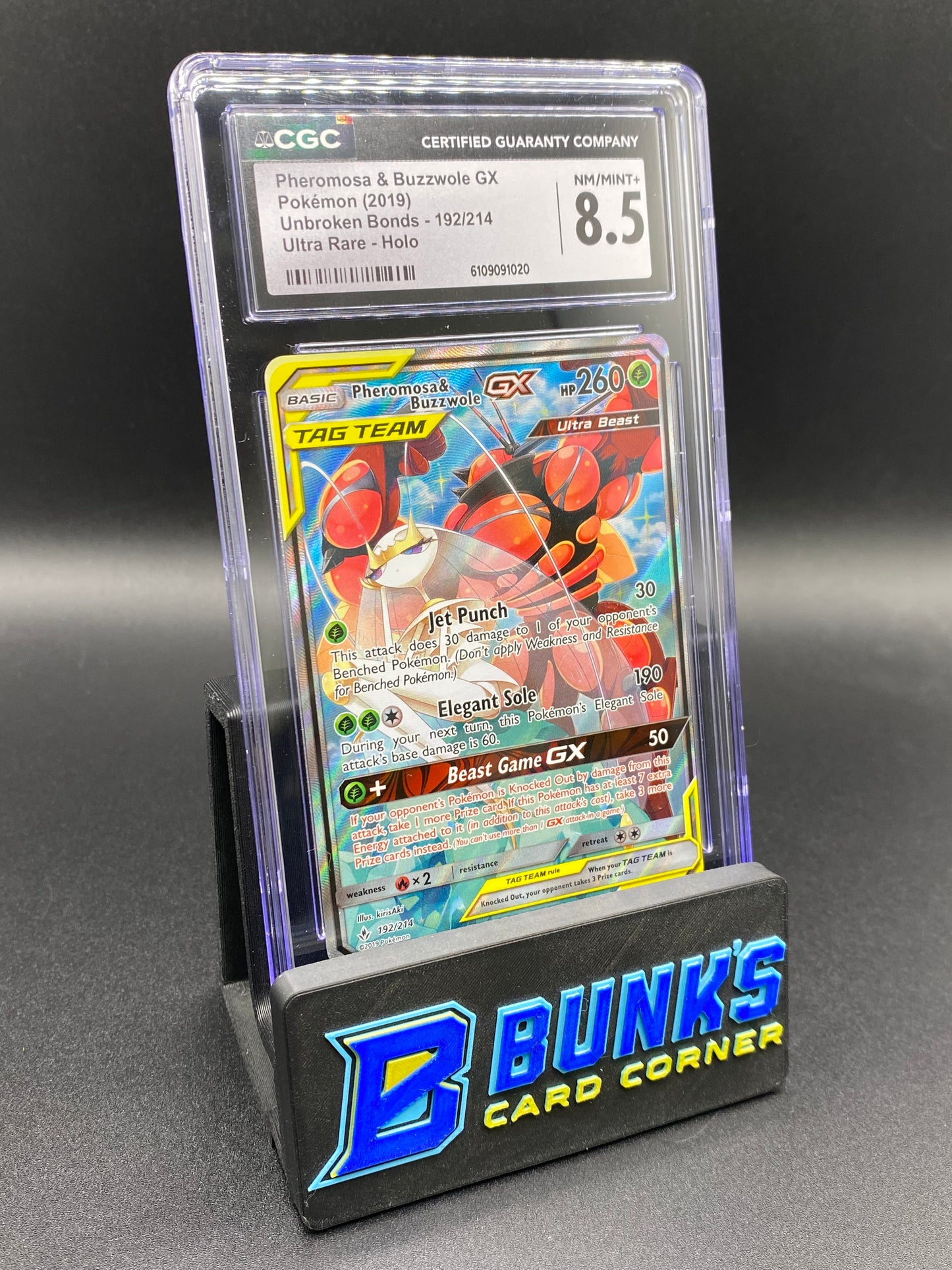 Pheromosa & Buzzwole Gx Tag Team Unbroken Bonds CGC 8.5