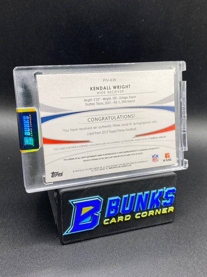 Kendall Wright Topps Prime Patches 12/15 Auto