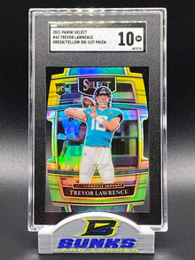 2021 Trevor Lawrence Rookie Card Green/Yellow Die-Cut Prizm SGC 10 (Box B11)
