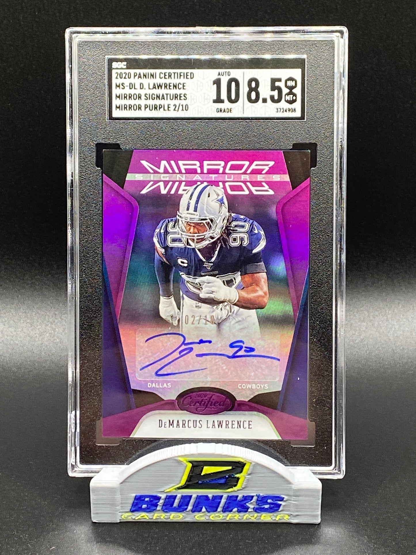 2020 DeMarcus Lawrence AUTOGRAPHED Mirror Purple 2/10 (Box A3)