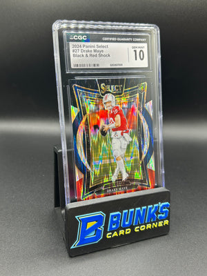 2024 Drake Maye Panini Select Black & Red Shock CGC 10