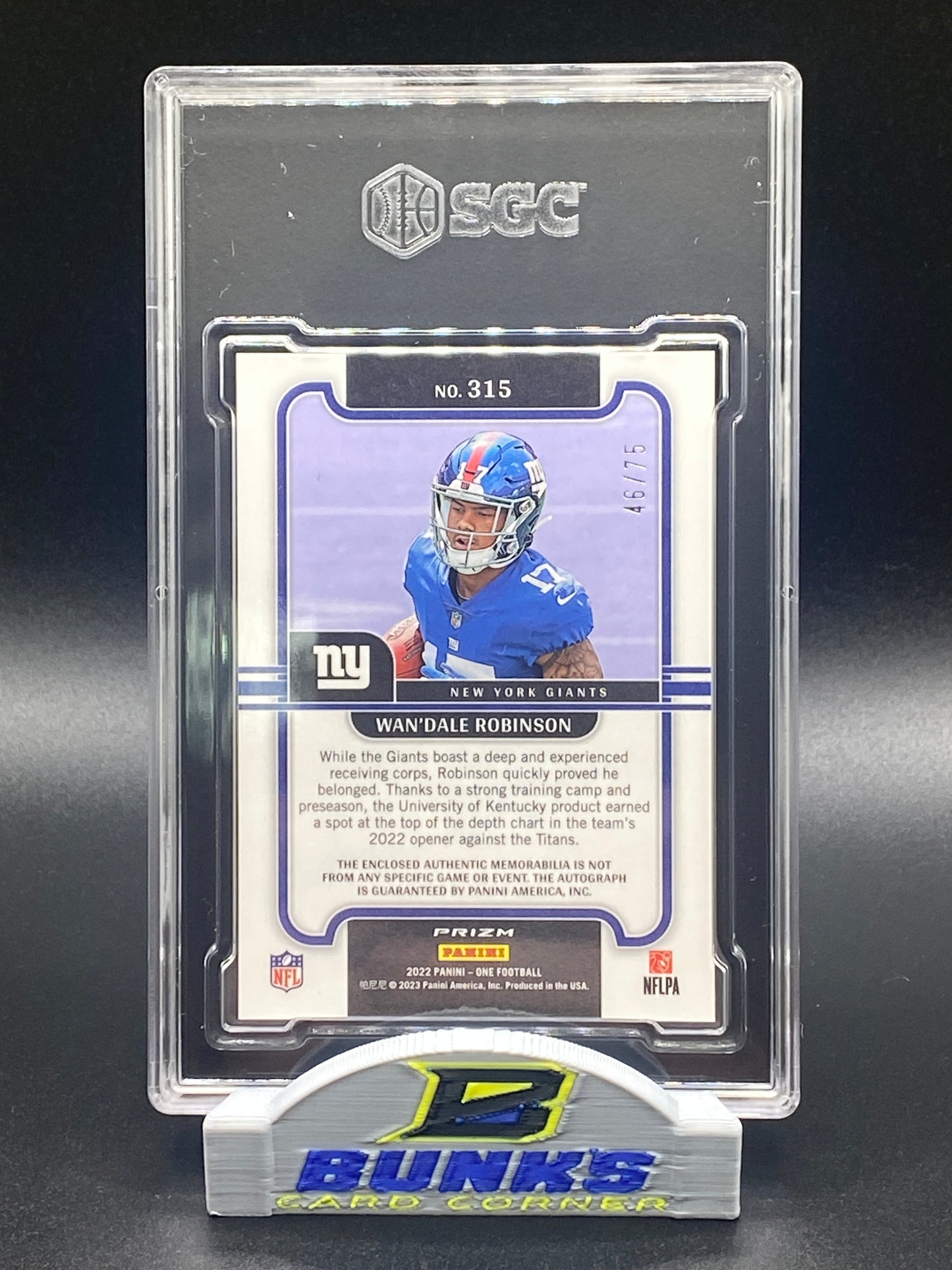 2022 Wan’Dale Robinson AUTOGRAPHED Patch 46/75 (Box B7)