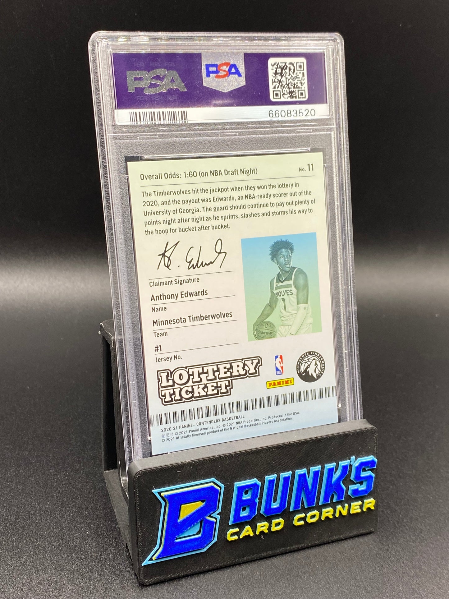 2020 Anthony Edwards Lottery Ticket PSA 9