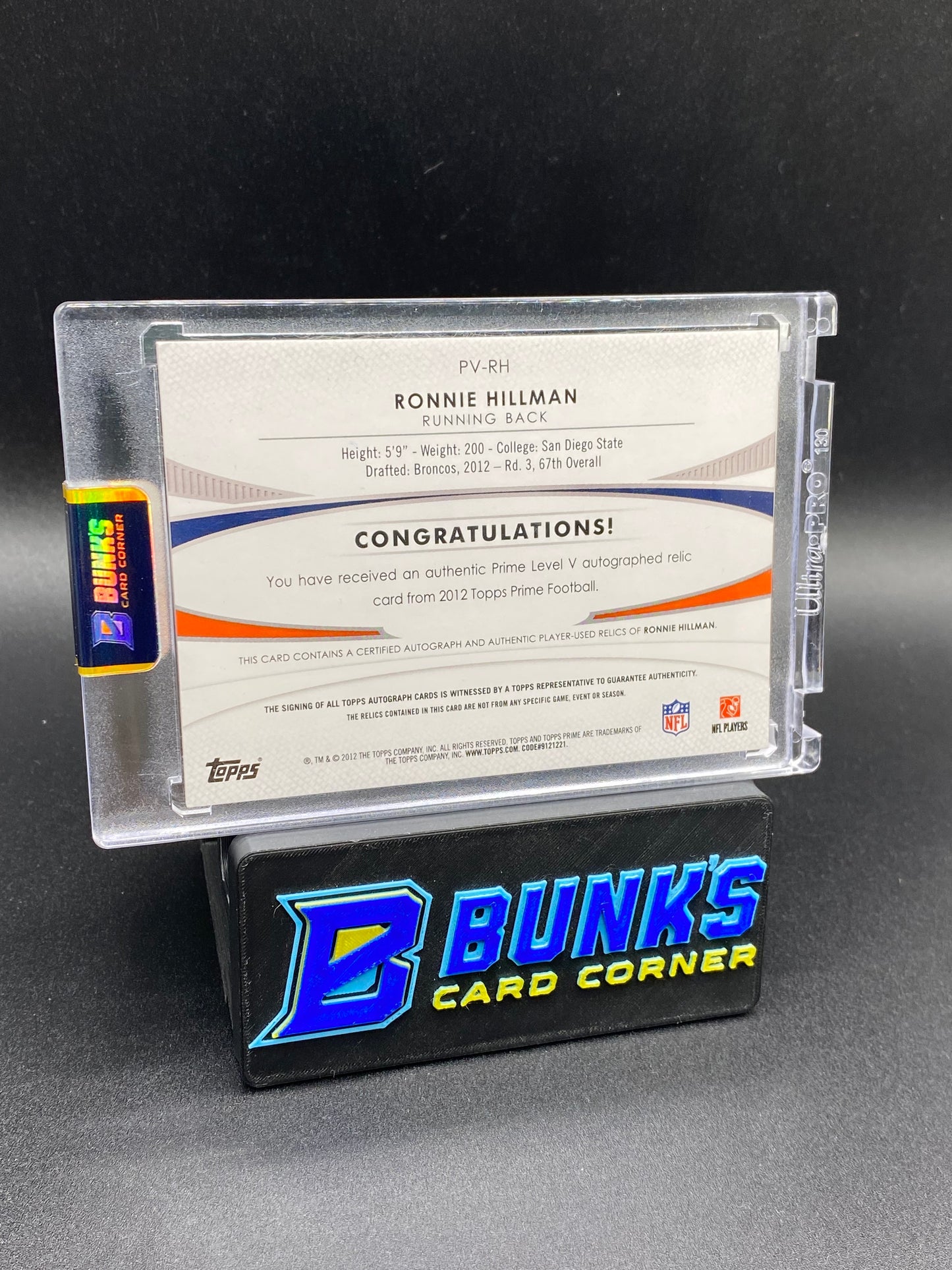 Ronnie Hillman Topps Prime Patches 1/25 Auto