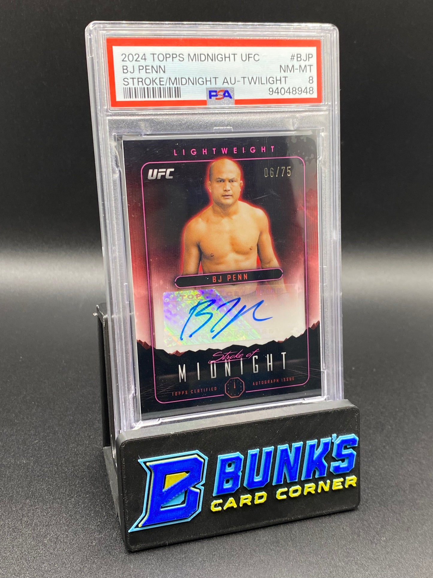2024 BJ Penn Stroke of Midnight Auto 6/75 PSA 8