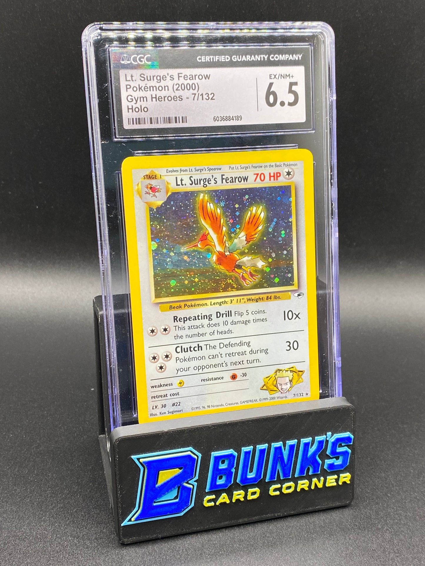 Lt. Surge's Fearow Holo Gym Heroes CGC 6.5
