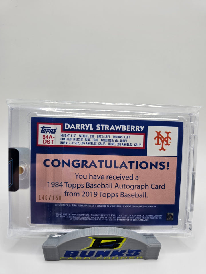 2019 Topps Daryl Strawberry On Card Autograph #140/150