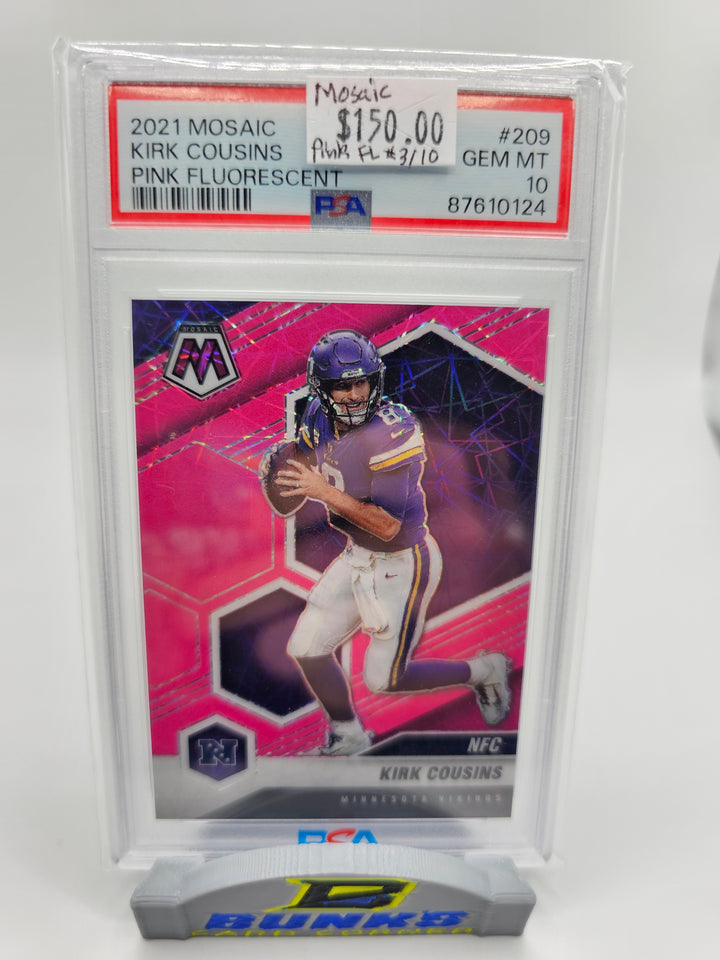 2021 Kirk Cousins ⛓️ Pink Mosaic Fluorescent #3/10 PSA 10