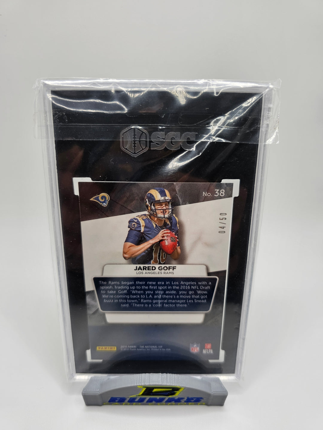 2016 Jared Goff Prizm RC The National VIP #4/50 SGC 9.5