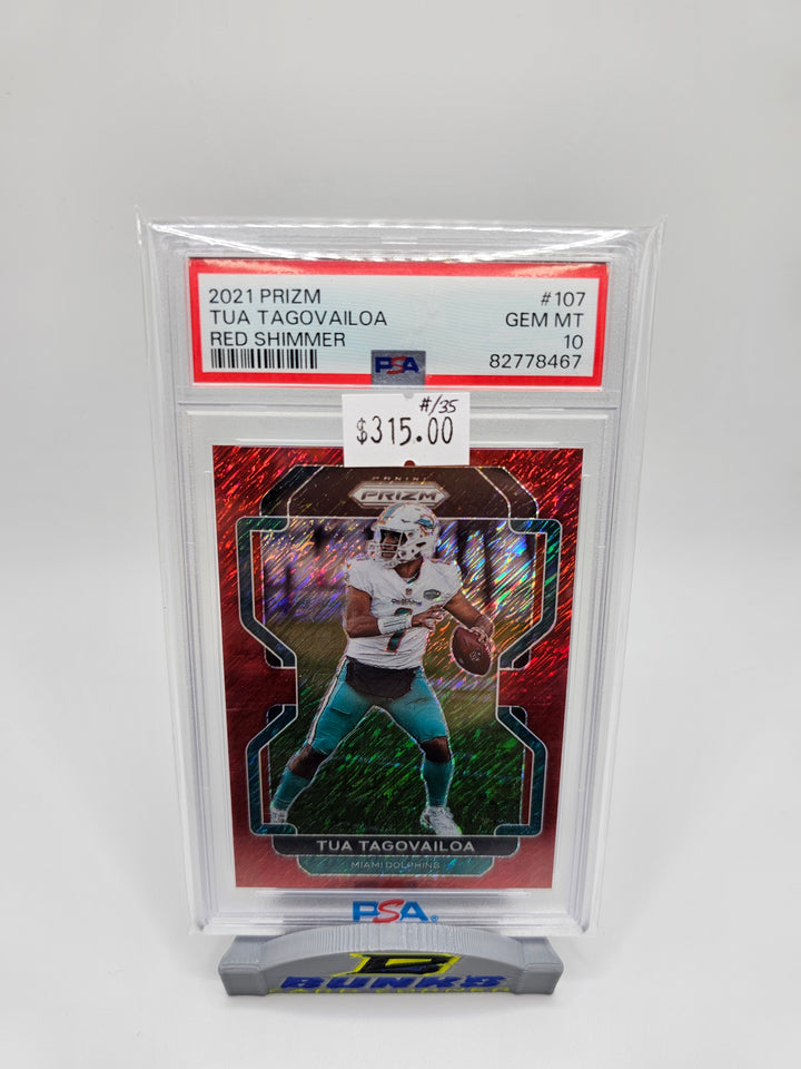 2021 Tua Tagovailoa Prizm Red Shimmer #12/35 PSA 10