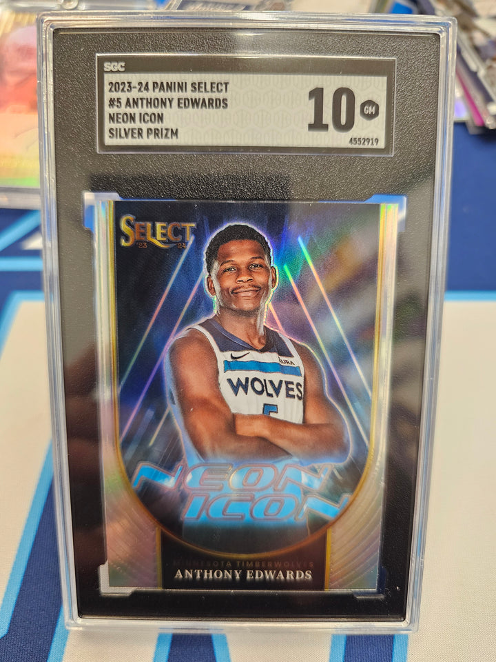 2023-24 Anthony Edwards Neon Icon Silver Prizm