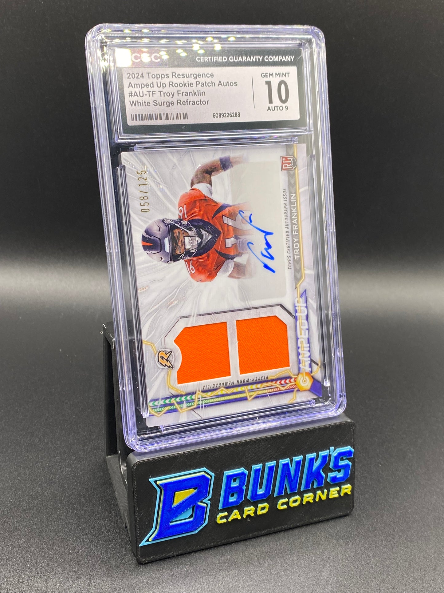 2024 Troy Franklin White Surge Ref. 58/125 Auto Patch CGC 10/9