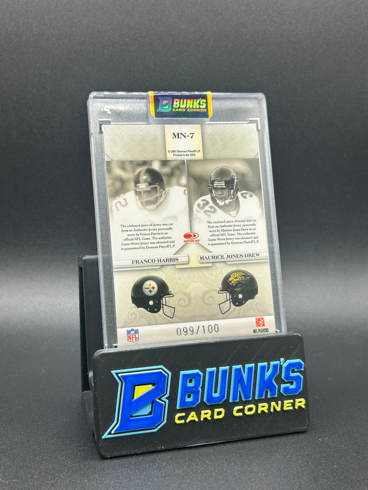 2007 Franco Harris & Maurice Jones-Drew AU Game Wron Jersey Matching Numbers 99/100