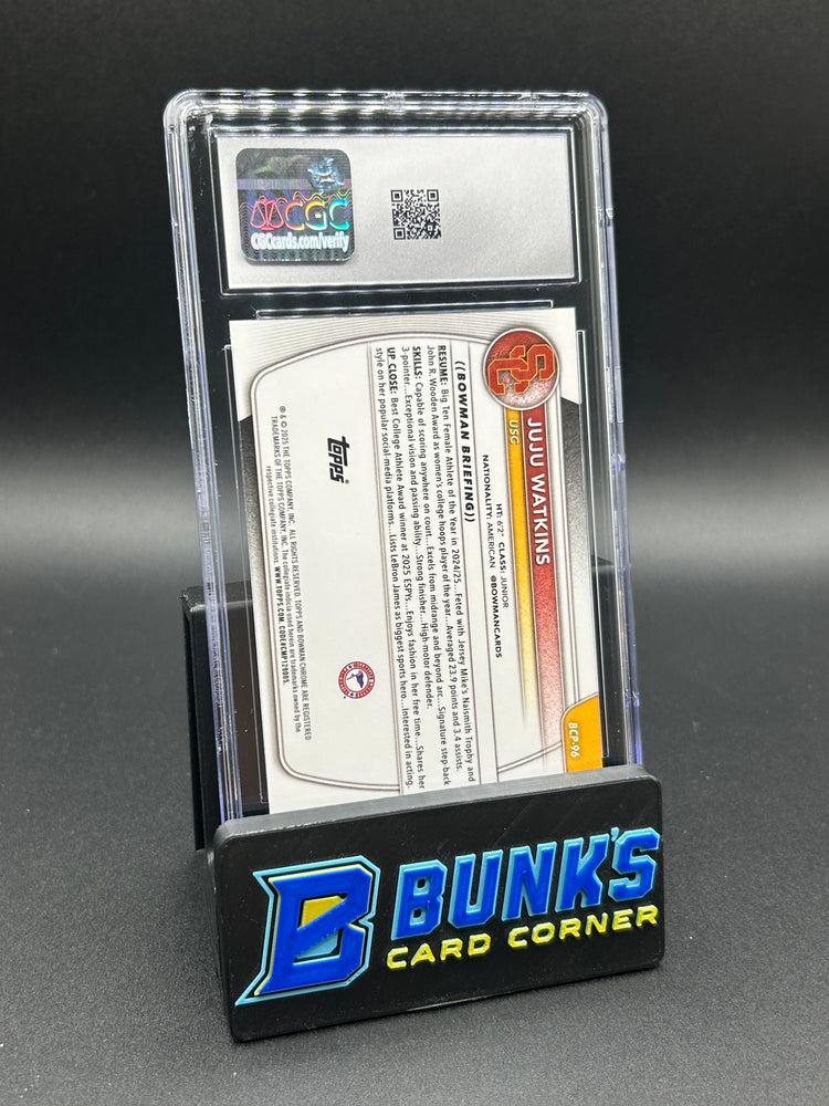 2025-26 Juju Watkins Bowman Mega Box Chrome Prospects Burgundy 239/275 CGC 9