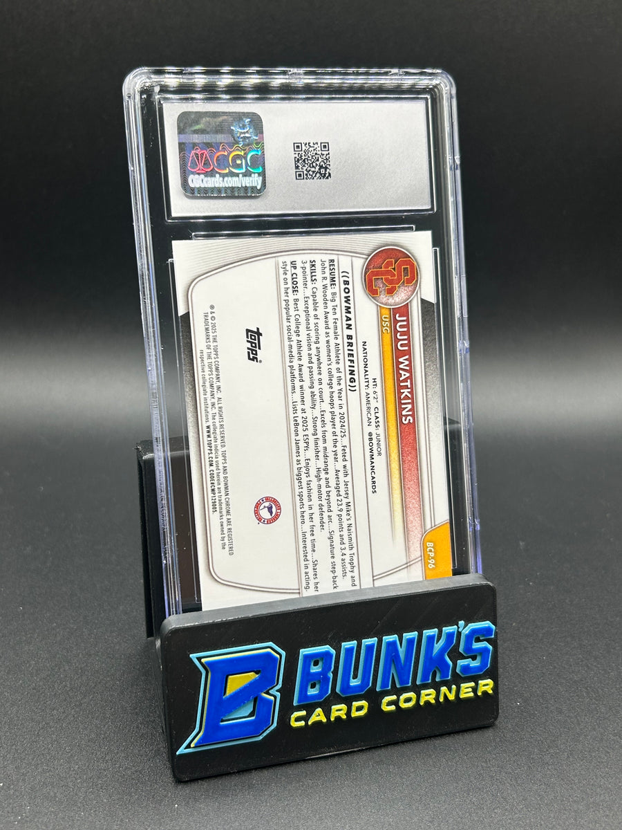 2025-26 Juju Watkins Bowman Mega Box Chrome Prospects Burgundy 239/275 CGC 9